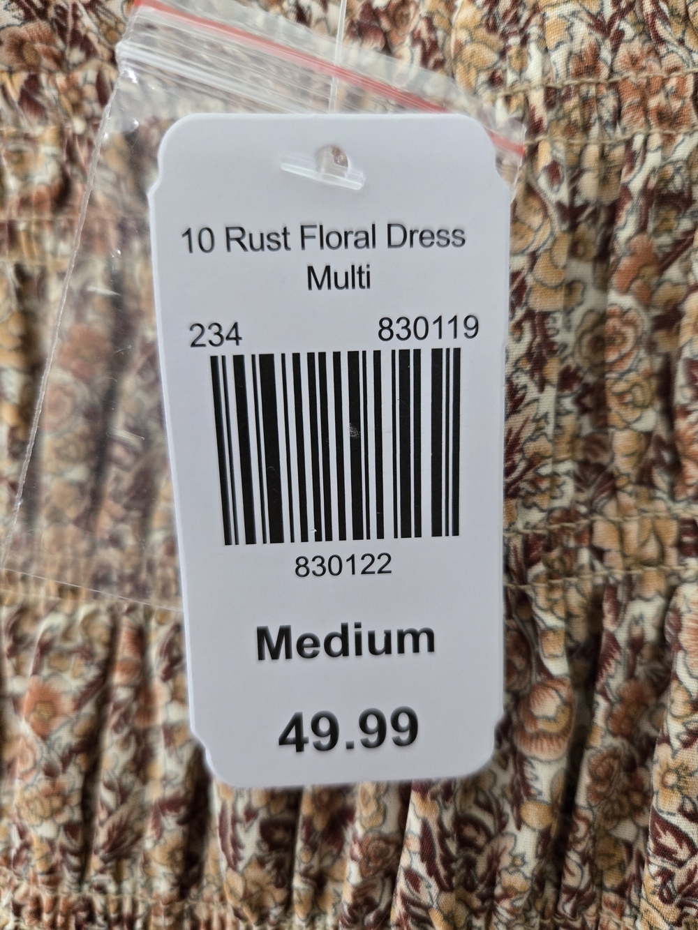indigo soul Tan Brown Floral Smocked Midi Dress - Picture 4 of 10